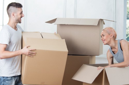Professional movers handling stairs during a flat removal in Streatham
