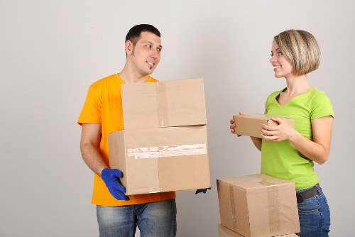 Packed boxes and furniture ready for student removals in Streatham